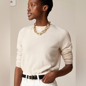 J.Crew 100% Cashmere Classic-fit Crewneck Sweater Ivory Cream Size Small